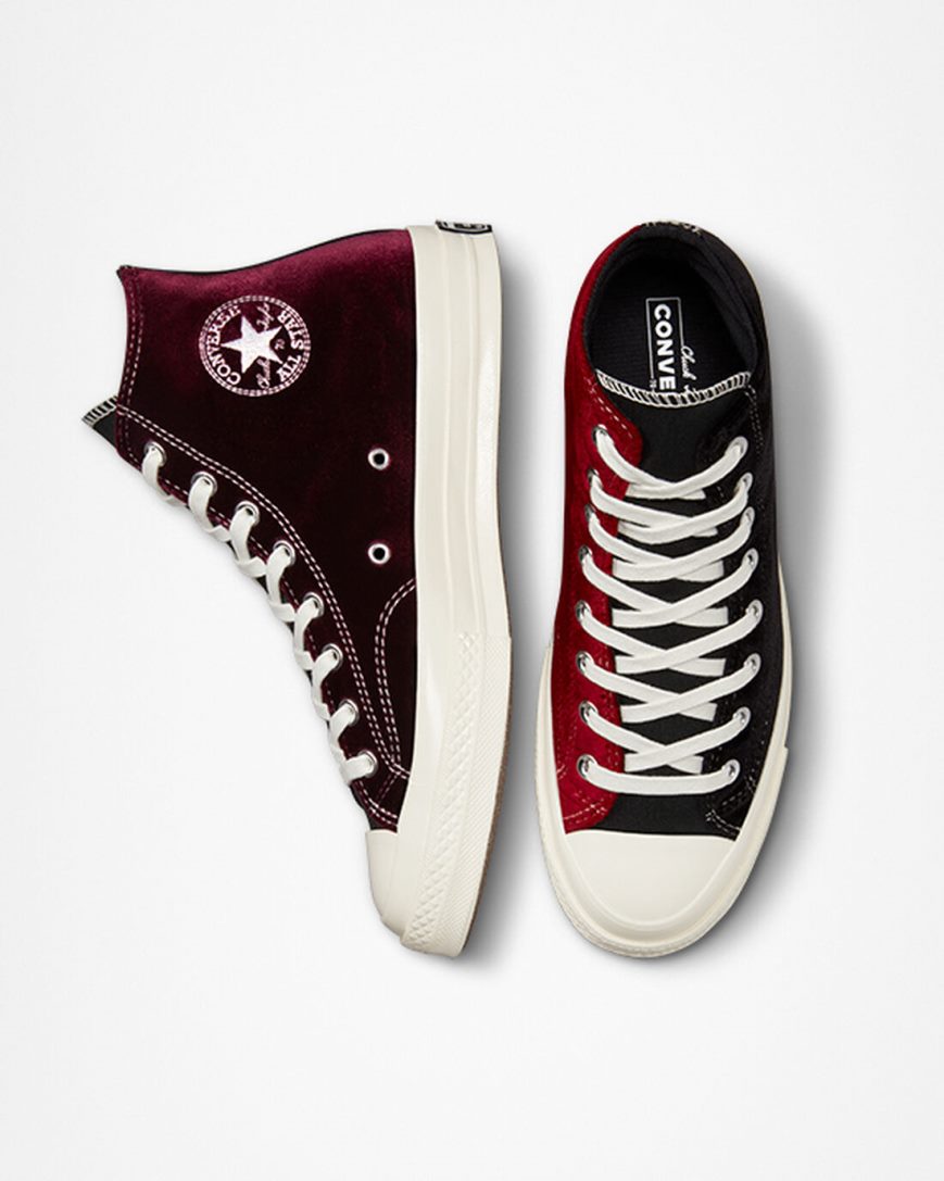 Dámské Boty Vysoké Converse Chuck 70 Beyond Retro Velvet Černé Červené | CZ RHZE48